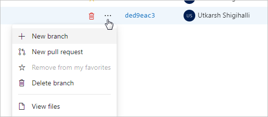 branch context menu